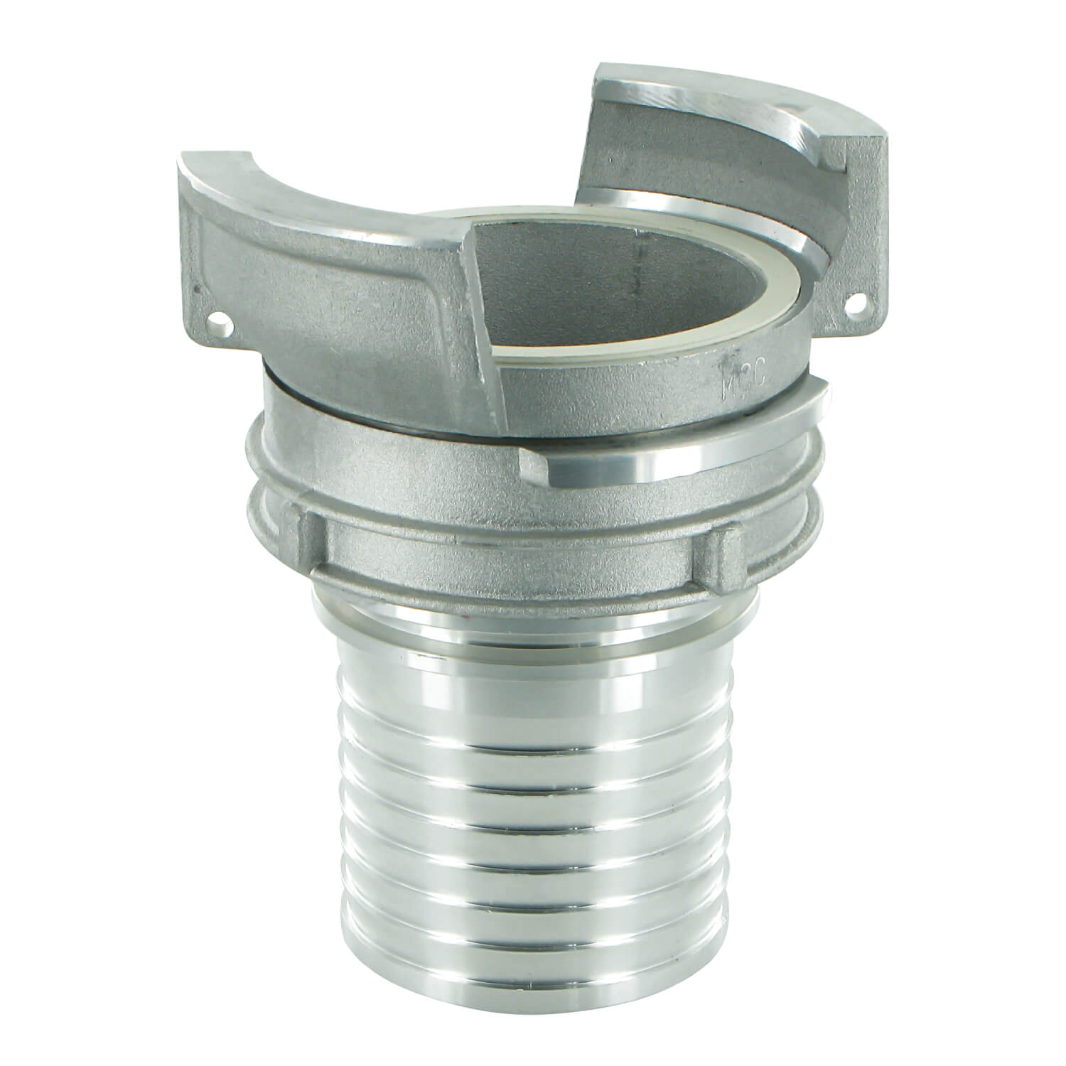 Guillemin Symmetrische half-koppeling met vergrendeling en geribde slangtule, aluminium, 16 bar