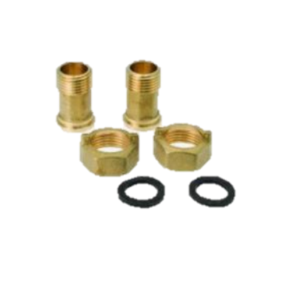 Sisma vlakdichtende messing watermtr. 2/3 koppelingen (set = 2 st.), wartel, bi.dr., staartstuk bu.dr., incl. dichtingen