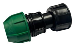 Stadex PP, Irrigatie PE klemkoppeling, Schroefbus + Wartel, 25 mm x 1", klem x BSP bi.dr., PN10, groen