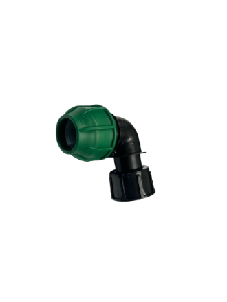 Stadex PP, Irrigatie PE klemkoppeling, Knie 90°, 25 mm x 1", klem x BSP bi.dr., PN10, groen