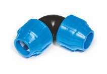 BLULINE PLUS PP, Drinkwater PE klemkoppeling., Knie 90°, PN16, Kiwa, WRAS keur