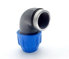 BLULINE PLUS PP, Drinkwater PE klemkoppeling, Knie 90°, PN16, Kiwa, WRAS keur