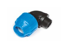 BLULINE PLUS PP, Drinkwater PE klemkoppeling., Knie 90°, PN16, Kiwa, WRAS keur