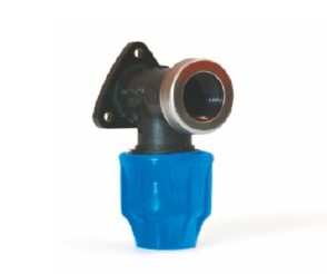 BLULINE PLUS PP, Drinkwater PE klemkoppeling, Muurplaat, klem x bi.dr., PN16, Kiwa, WRAS keur