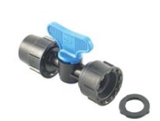 PLP PP, Afsluiter, met Insteektule en wartel voor LDPE buis PN6 buis x Wartel BSP bi.dr., PN6
