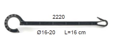 PLP PP Leiding Steunhaak met waterstop, type 2220, L = 16 cm, karabijn haaksysteem