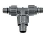 PLP PP, Klemkoppeling voor Driptape, T-stuk verlopend, 3 x klem, PN2
