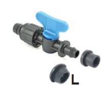 PLP PP, Afsluiter, met Insteektule en wartel voor Driptape, x aansluit. PE/PVC buis + dichting boring 18 mm, PN6