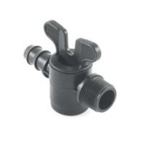 PLP PP, Afsluiter, met Barbed/Insteekfitting voor LDPE PN6 buis x BSP bu.dr., PN6