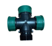 Waterverdeler / Manifold, Kruisstuk, BSP 3 x wartel x bu.dr., PN6