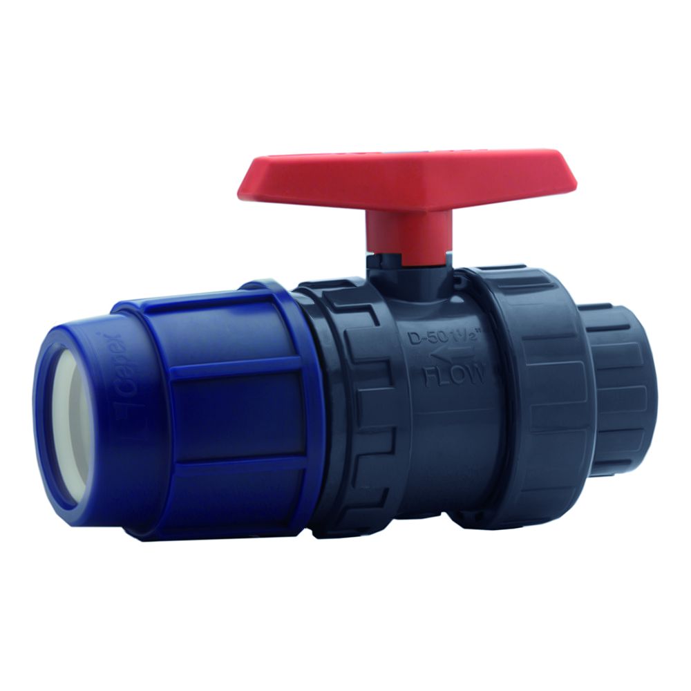 Cepex SPC PVC-U - PE kogelkraan, PVC-U x PE PN10 met 2 wartels, afdichting PE-EPDM (BL)