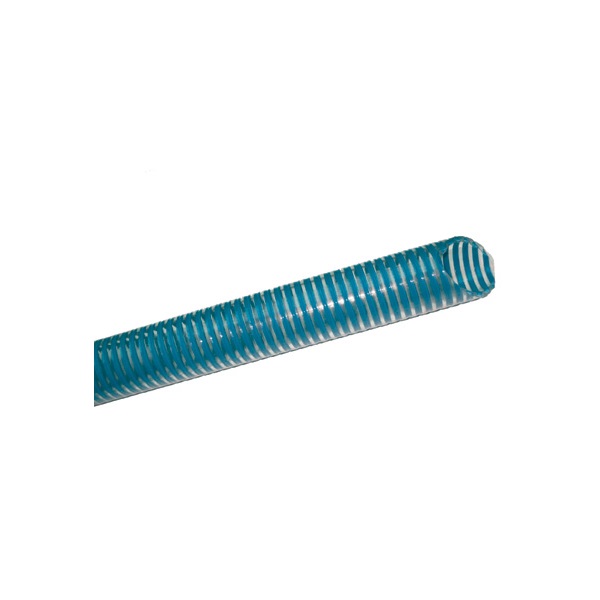 Alfaflex Azur soepele PVC water zuigslang met harde spiraal, kleur blauw / transparant, PN4, rol=50 meter