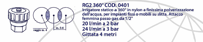 RG 2 sproeier | nozzle, 20 - 24 ltr./min. | 2 - 3 bar, diam. 4 mtr., patroon 360°, 1/2" BSP bi.dr.