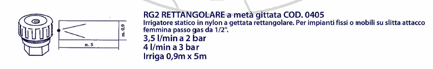 RH 0.9 - 5 sproeier | nozzle, 3.5 - 4 ltr./min. | - 2 - 3 bar, patroon 0.9 x 5 meter, 1/2" BSP bi.dr.
