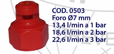 RG 4 zij- spleetnozzle 7 mm, 11 - 19 ltr./min. | 1 - 3 bar, Rood, patroon B = 5 mtr., 120°, 1/2" BSP bi.dr.