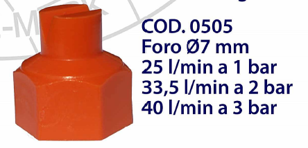 RG 4 top- spleetnozzle 7 mm, 25 - 40 ltr./min. | 1 - 3 bar, Oranje, patroon B = 7 mtr., 180°, 1/2" BSP bi.dr.