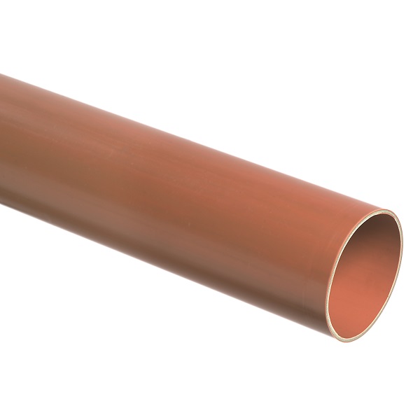 PVC afvoerbuis KOMO KEUR, 110 x 3,2 mm, rood / bruin, SN4/SN8, L = 1 - 5 mtr.