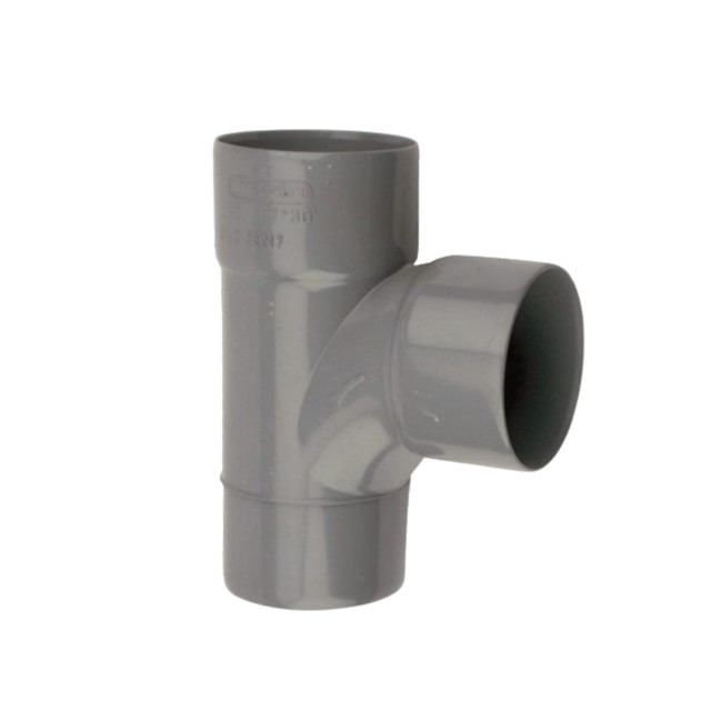 PVC-U binnenriolering lijm T-stuk, 90°, 2 x M/S, grijs