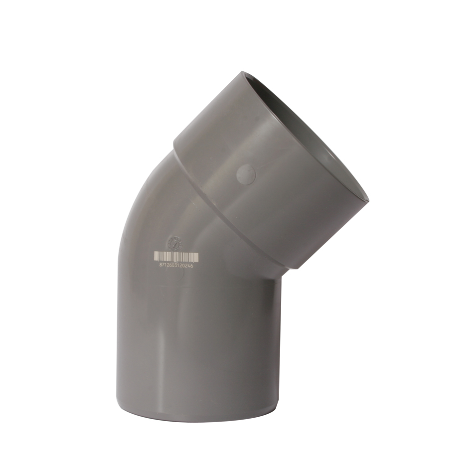 PVC Lijmbocht 160mm, 45°,M/S,grijs