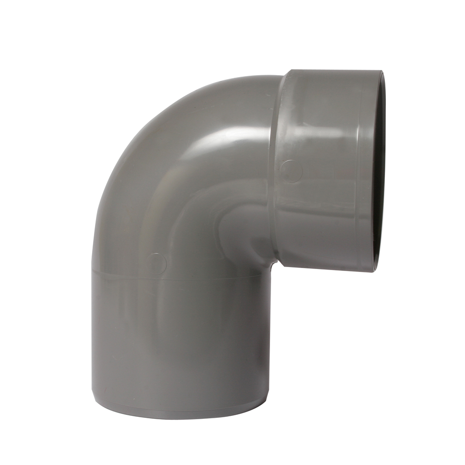 PVC-U binnenriolering lijmbocht, 90°, M/S, grijs