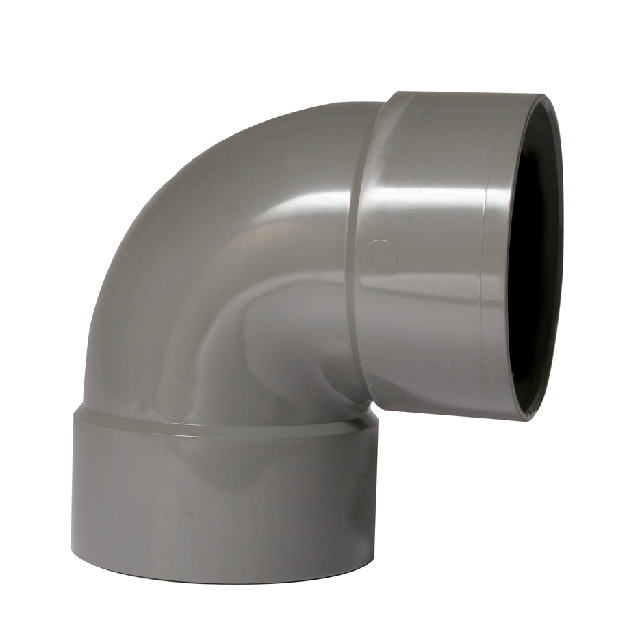 PVC-U binnenriolering lijmbocht, 90°, M/M, grijs