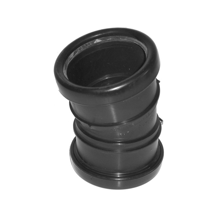 Binnenriolering PP manchetverbinding bocht diam. 110 mm, 15°, mof / mof, zwart, SN4