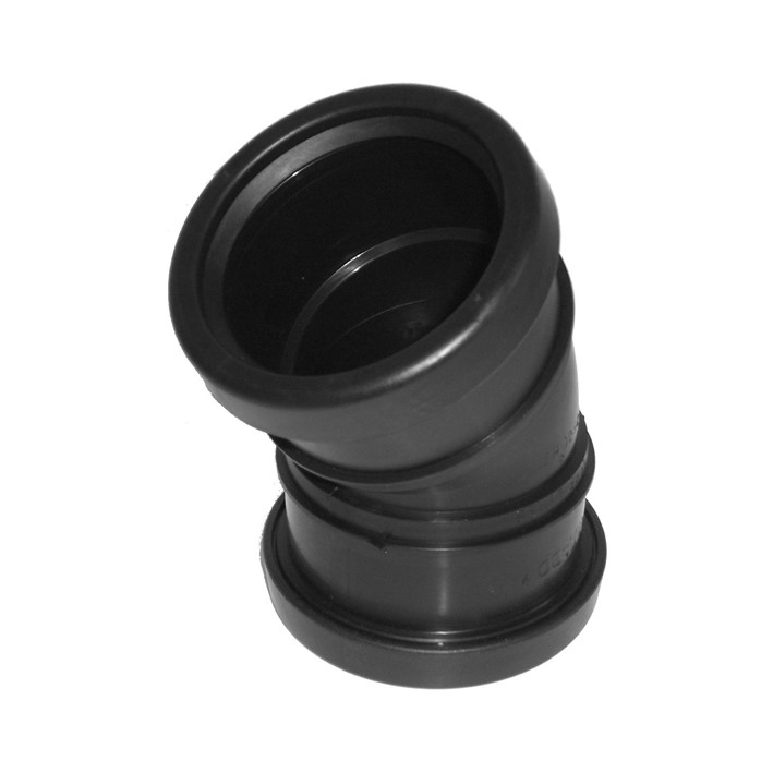 Binnenriolering PP manchetverbinding bocht, 30°, mof / mof, zwart, SN4