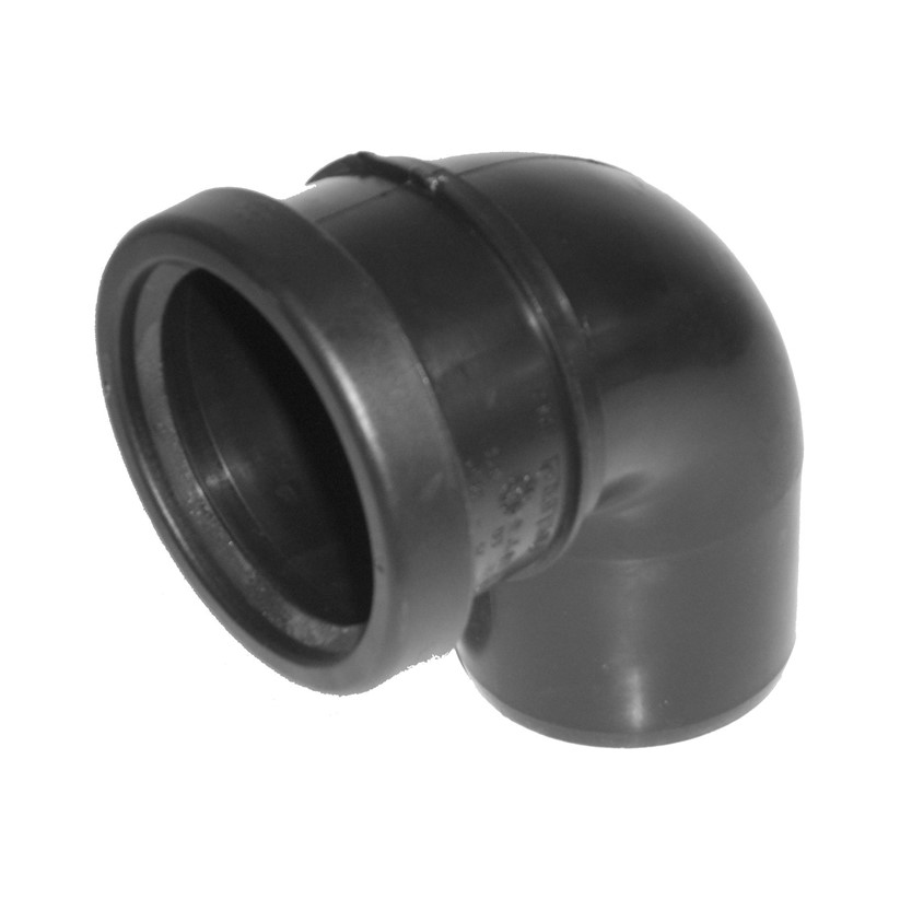 Binnenriolering PP manchetverbinding bocht, 90°, m/s, zwart, SN4