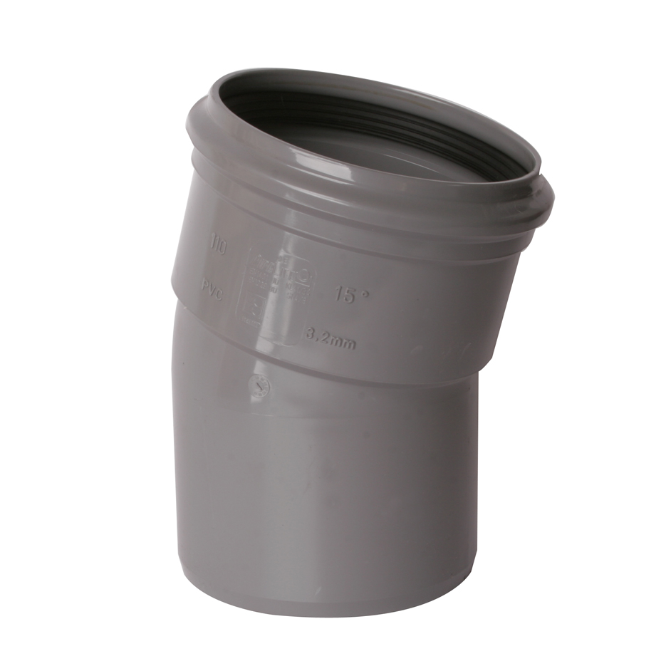 PVC-U buitenriolering manchetverbinding bocht, 15°, M/S, SN4