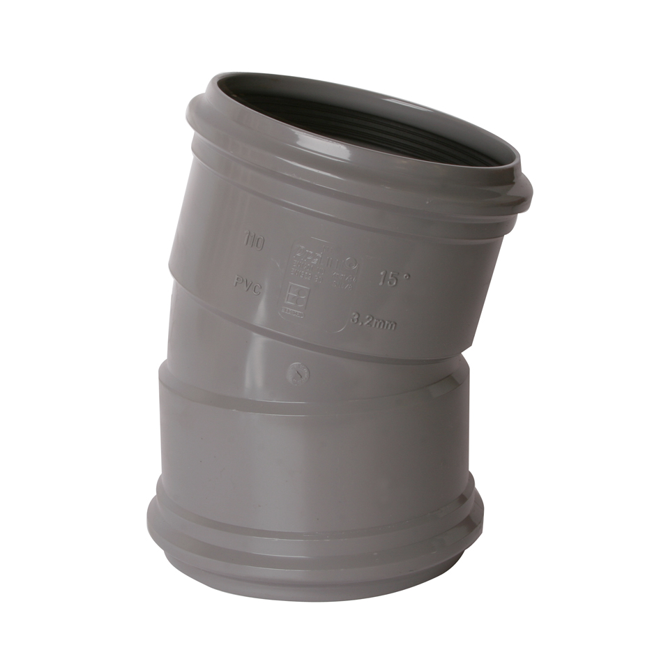 PVC-U buitenriolering manchetverbinding bocht, 15°, M/M, SN4