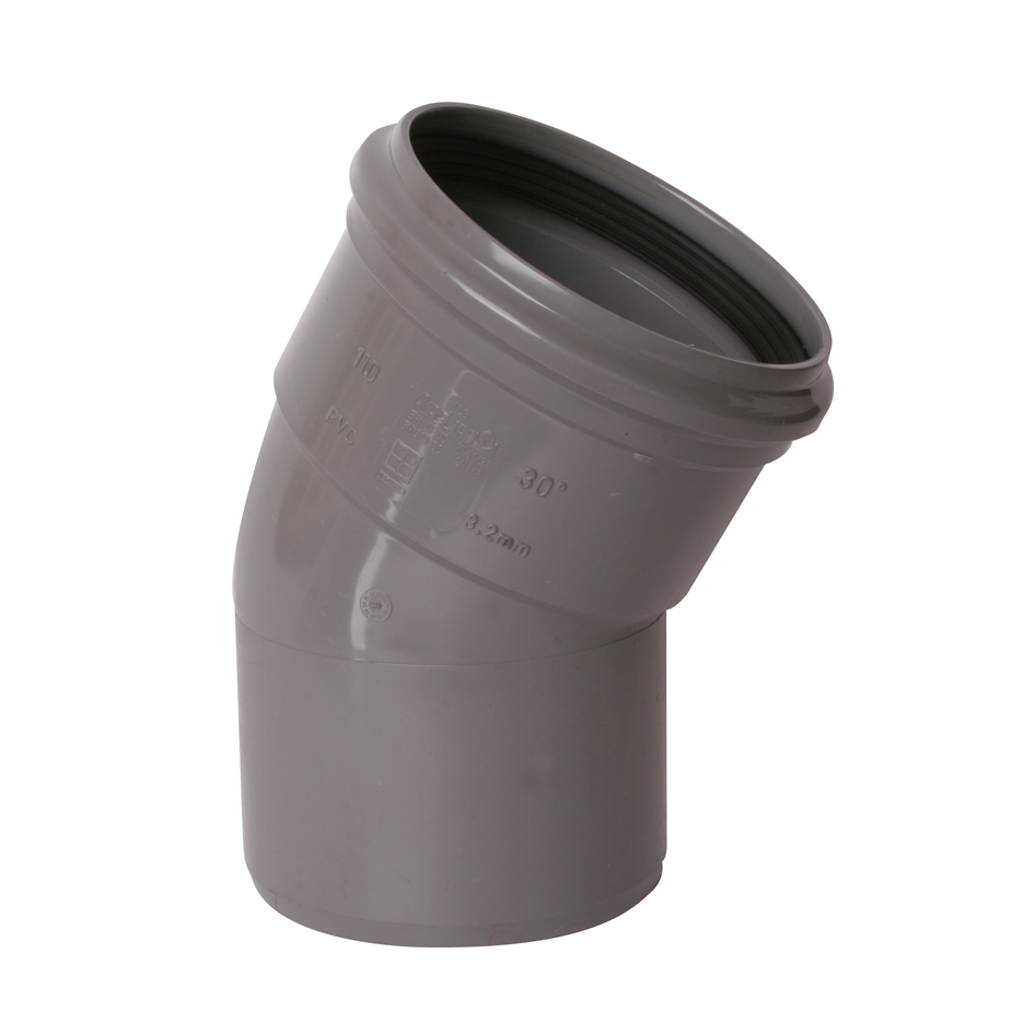 PVC-U buitenriolering manchetverbinding bocht, 30°, M/S, SN4