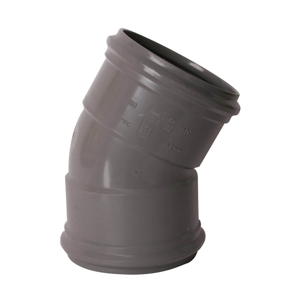 PVC-U buitenriolering manchetverbinding bocht, 30°, M/M, SN4