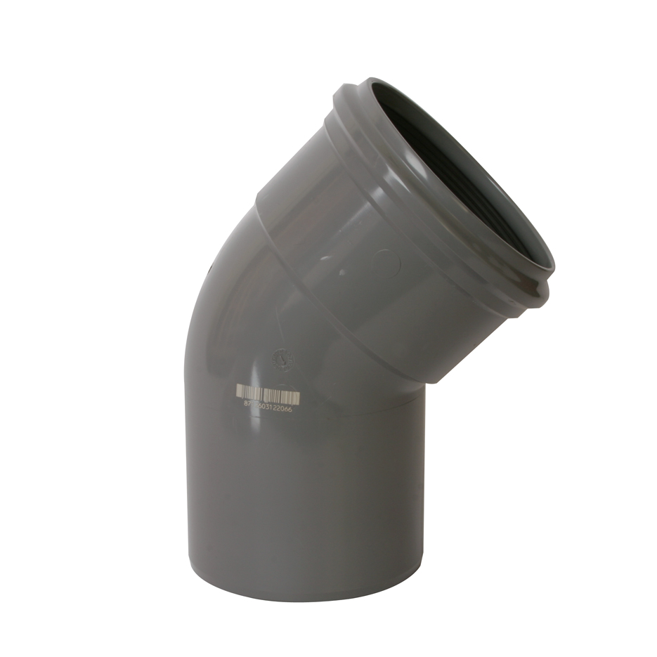 PVC-U buitenriolering manchetverbinding bocht, 45°, M/S, SN4