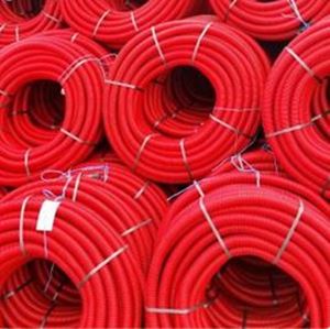 PE flexibele kabelbeschermingsbuis, 40 mm, rood, incl. trekdraad en steekmof, excl. profielafdichting