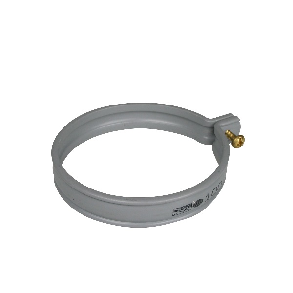 BIS ééndelige pijpbeugel, staal, elektrolitisch verzinkt, type 130, diam. 32 t/m 125, PVC grijs