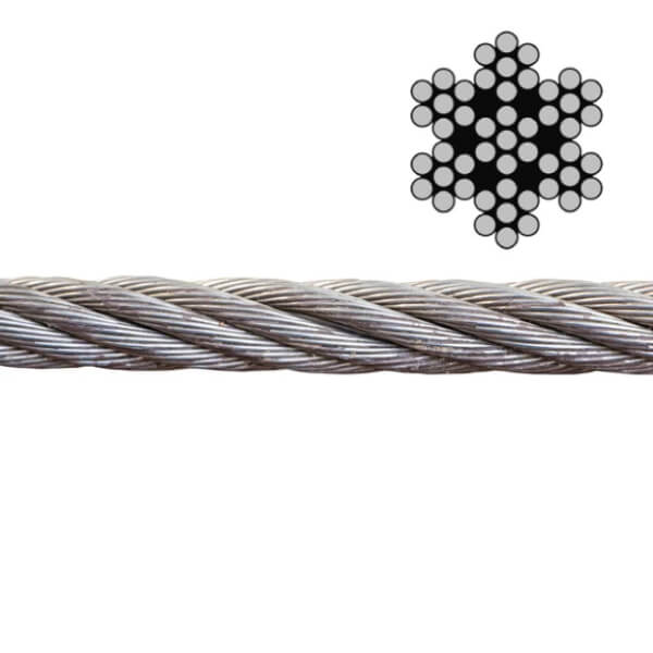 RVS staalkabel, rollengte 100 mtr.