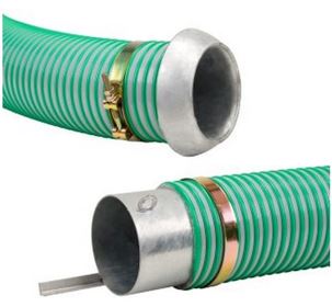 Gierslangset 6", L = 4 mtr., met Amazone soepele zuig- pers PVC slang, V-deel, putstuk en 2 klembanden